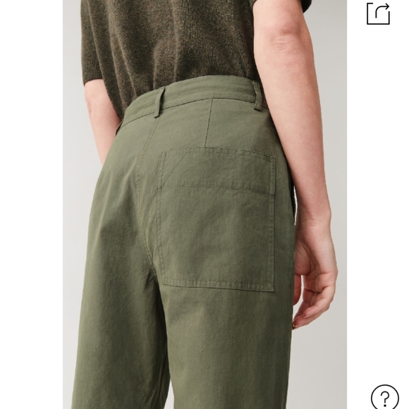 COS Button-up 100% Cotton High Rise Relaxed Everyday Chinos In Khaki Green M - Picture 4 of 12